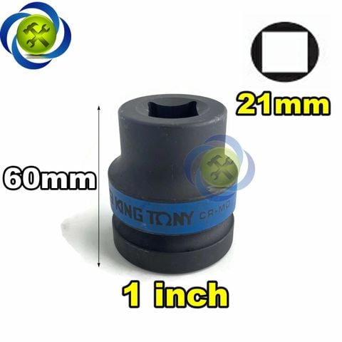Tuýp vuông Kingtony 851421M loại 1 inch 4 cạnh đen 21mm