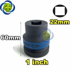 Tuýp vuông Kingtony 851422M loại 1 inch 4 cạnh đen 22mm