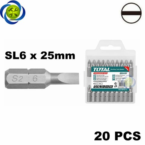 Mũi vít dẹp 20 chi tiết TOTAL TAC16SL413 (20 cây/ vỉ)