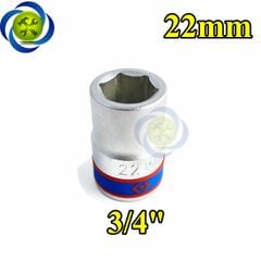 Tuýp 22mm loại 3/4 Kingtony 633522M loại ngắn 6 cạnh màu trắng