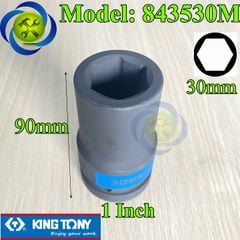 Tuýp 30mm 1 inch Kingtony 843530M loại dài 6 cạnh màu đen