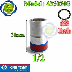 Tuýp 5/8 hệ inh 1/2 Kingtony 433020S loại ngắn 12 cạnh màu trắng 15.87mm