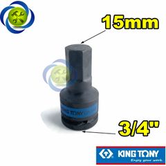 Tuýp đen lục giác 15mm Kingtony 601515 loại 3/4