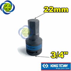 Tuýp đen lục giác 22mm Kingtony 601522 loại 3/4