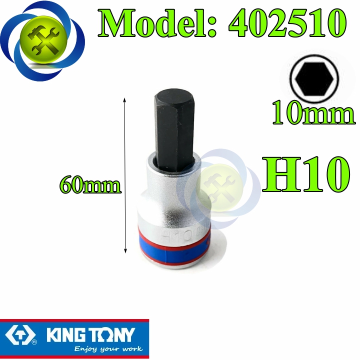 Tuýp lục giác 10mm Kingtony 402510 loại 1/2 trắng-đen