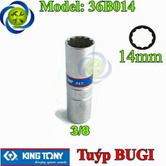 Tuýp tháo bugi 14mm 3/8 Kingtony 36B014 12 cạnh dài 63mm