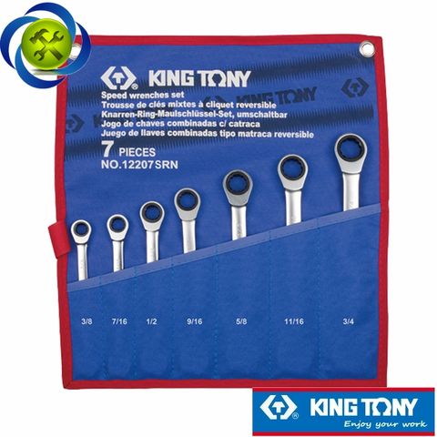 Bộ cờ lê vòng miệng tự động hệ inch 7 chi tiết Kingtony 12207SR