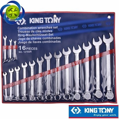 Bộ cờ lê vòng miệng 16 chi tiết hệ inch Kingtony 1216SR
