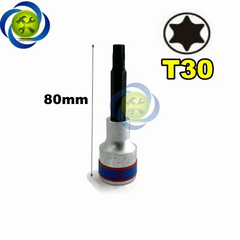 Tuýp sao 1/2 Kingtony 4033xx dài 80mm trắng đen có size T30-T50