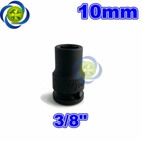 Tuýp 10mm 3/8 Kingtony 353510M loại ngắn 6 cạnh màu đen