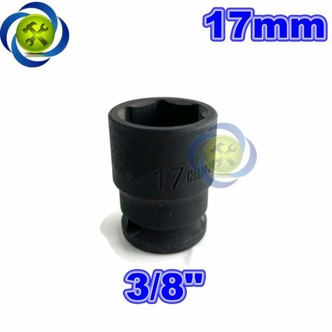 Tuýp 17mm 3/8 Kingtony 353517M loại ngắn 6 cạnh màu đen