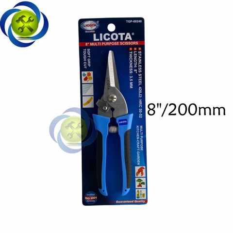 Kéo cắt cành mũi nhọn Licota TGP-00248 loai 8 inch dài 200mm màu xanh - đen