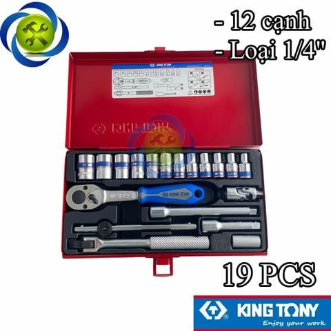 Bộ tuýp 1/4 Kingtony 2021MR 19 chi tiết loại 12 cạnh