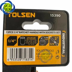 Bộ tuýp 1/4 Tolsen 15390 hệ inch 13 chi tiết