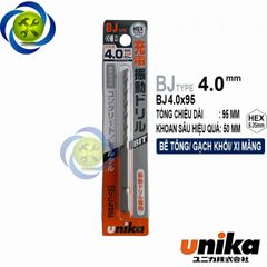 Mũi khoan bê tông 4mm Unika BJ 4.0 x 95 đuôi lục giác