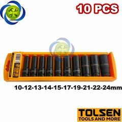 Bộ tuýp đen dài Tolsen 18296 10 chi tiết  (10-24mm) loại 6 cạnh thép CR-MO