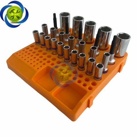 Khay nhựa để tuýp khẩu và mũi vít L+R+T LRT-80L kích thước 215mm x 215mm có 80 lỗ