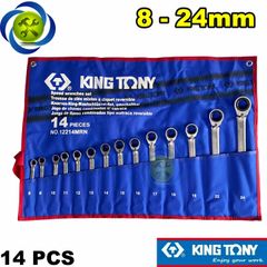 Bộ cờ lê vòng miệng tự động 8-24mm có khóa gạt Kingtony 12214MR 14 chi tiết