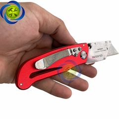Dao rọc cáp Workpro WP211003 gấp gọn thân nhôm màu đỏ