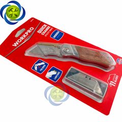 Dao rọc cáp Workpro WP211014 gấp gọn thân gỗ kèm 10 lưỡi