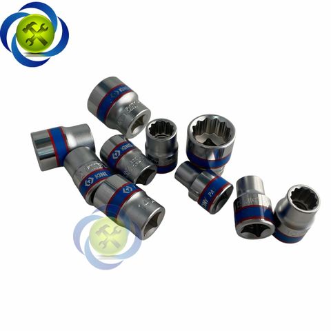 Tuýp trắng ngắn 12 cạnh Kingtony 3330xx chuôi 3/8 (size lẻ từ 6-24mm)