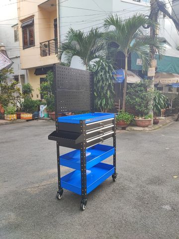 Xe đẩy dụng cụ 3 khay + 3 ngăn kéo có tấm treo STRONGER TOOL