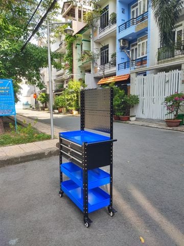 Xe đẩy dụng cụ 3 khay + 3 ngăn kéo có tấm treo STRONGER TOOL