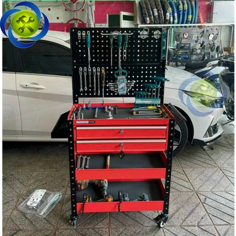 Xe đẩy dụng cụ 3 khay + 3 ngăn kéo có tấm treo STRONGER TOOL