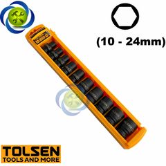 Bộ tuýp đen ngắn 10 chi tiết (10-24mm) Tolsen 18295 thép CR-MO chuôi 1/2