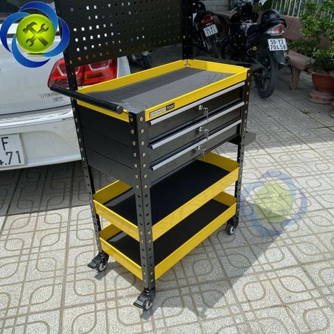 Xe đẩy dụng cụ 3 khay + 3 ngăn kéo có tấm treo STRONGER TOOL