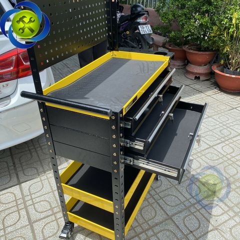 Xe đẩy dụng cụ 3 khay + 3 ngăn kéo có tấm treo STRONGER TOOL