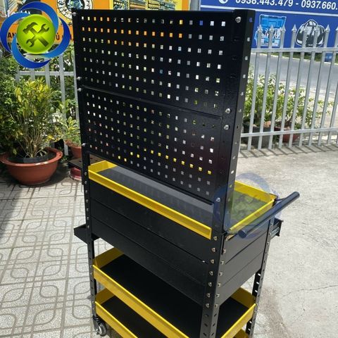 Xe đẩy dụng cụ 3 khay + 3 ngăn kéo có tấm treo STRONGER TOOL