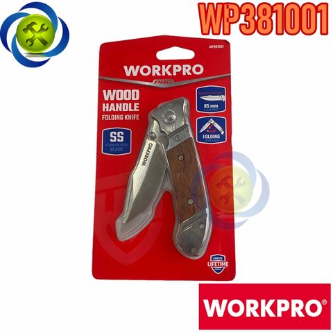 Dao tiện ích gấp gọn thép không gỉ cán ốp gỗ Workpro WP381001