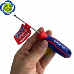Tua vít dẹp 3x75mm tay cầm bọc cao su Workpro WP221013