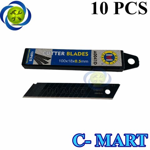 Lưỡi dao rọc giấy đen C-Mart A0041D 14 rãnh 10 lưỡi hộp 100 X 18 X 0.5mm