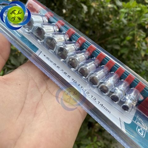 Bộ 10 đầu tuýp chuôi 1/4 inch Total THT1411023 (5-14mm)