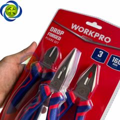 Bộ kìm 3 chi tiết Workpro WP201008 (kìm điện, kìm cắt và kìm nhọn) loại 6 inch/180mm