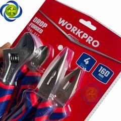 Bộ kìm 4 chi tiết Workpro WP201009 (kìm điện, kìm cắt, kìm nhọn và mỏ lết)