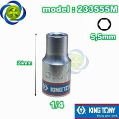 (ĐỦ SIZE) Tuýp 1/4 KINGTONY 2335 loại ngắn 6 cạnh màu trắng