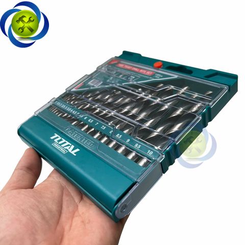 Bộ 19 mũi khoan kim loại Total TACSD0195 thép HSS chuôi tròn