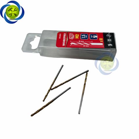 Mũi khoan sắt 1.5mm chuôi tròn thép HSS Workpro WP400151 (10 mũi hộp)