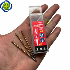 Mũi khoan sắt 2.5mm chuôi tròn thép HSS Workpro WP400155 (10 mũi hộp)
