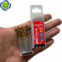 Mũi khoan sắt 2.5mm chuôi tròn thép HSS Workpro WP400155 (10 mũi hộp)