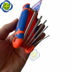 Bộ 8 chìa lục giác xếp 1.5-8mm đầu bằng WadFow WHK1281