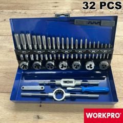 Bộ taro 32 chi tiết Workpro WP309008 (taro ren trong và ngoài M3-M12)