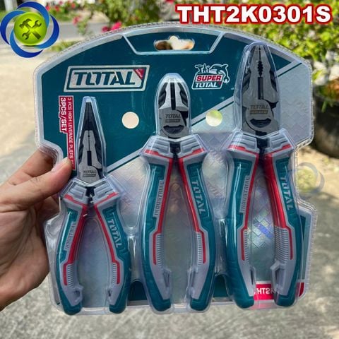 Bộ kìm 3 chi tiết Total THT2K0301S (kìm điện, kìm cắt và kìm nhọn) loại cao cấp