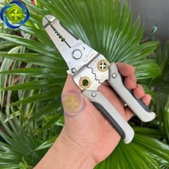 Kìm tuốt dây điện đa năng (cắt -tuốt uốn dây- bấm cos) L+R+T Đài Loan dài 190mm