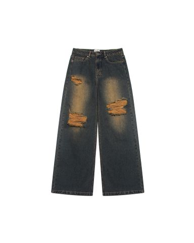  ASHER LOW-RISE RIPPED JEANS - Acid Wash 