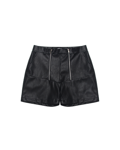  2-SHOT LEATHER SHORTS - Black 