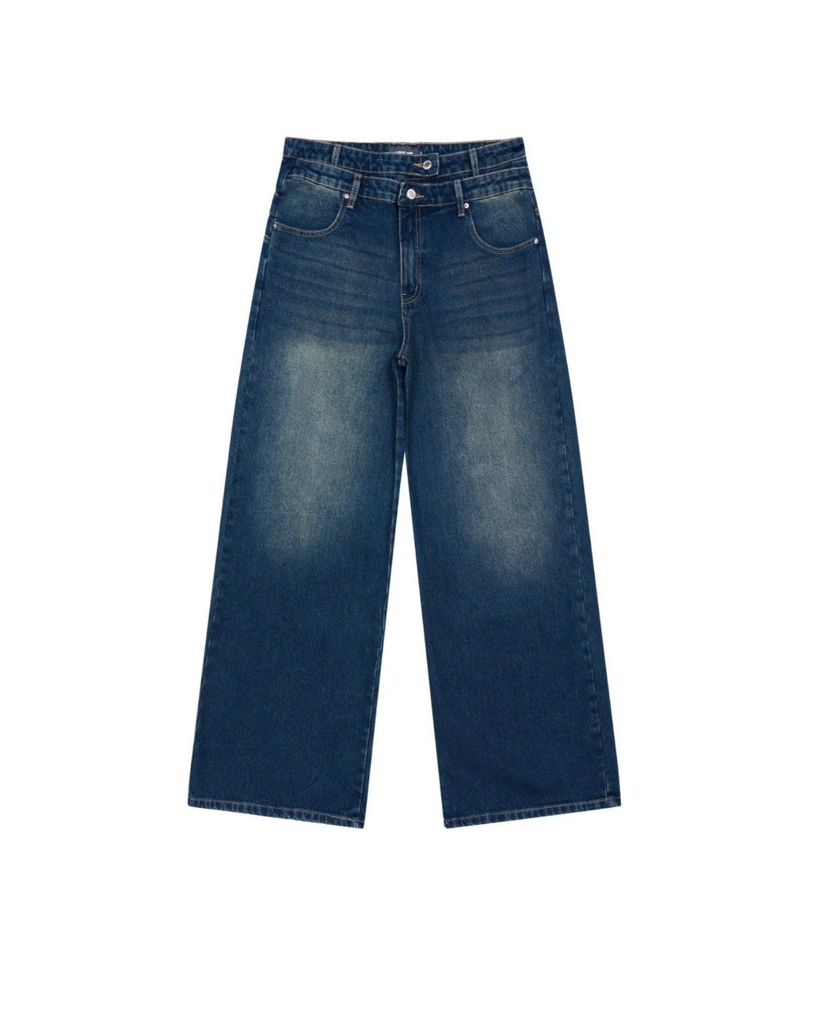TWIN WAIST WASHED JEANS